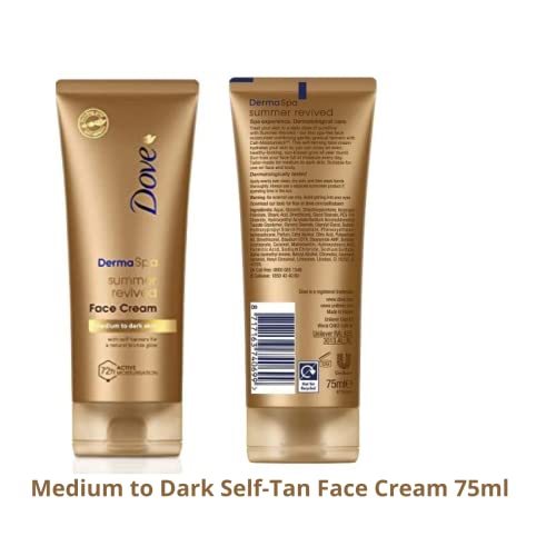 SelfTan Bundle Contains Dove DermaSpa Summer Revived Self Tanning Body Mousse 150m x1, Body Lotion 200ml x1 And Face cream 75ml, For Medium To Da