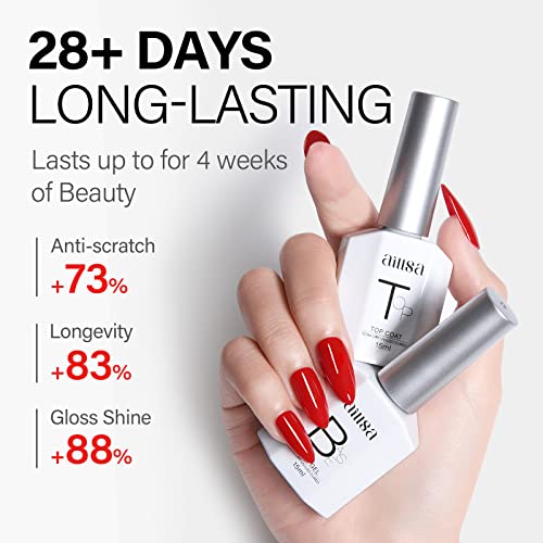 AILLSA Gel Top Coat and Base Coat Gel Nail Polish, 2x15 ML Base and Top Coat Gel polish UV/LED Soak Off for Nail Varnish, Long-Lasting Gel Base C