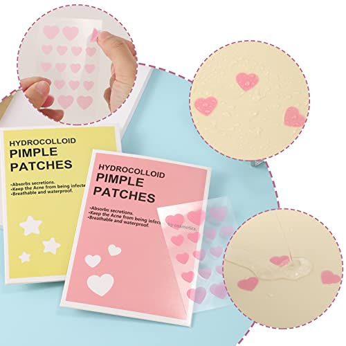 Pimple Patches, Pink Heart & Star Spot Patch Face, Nose, Forehead Fast Absorbing Acne Patch(72 Pcs)