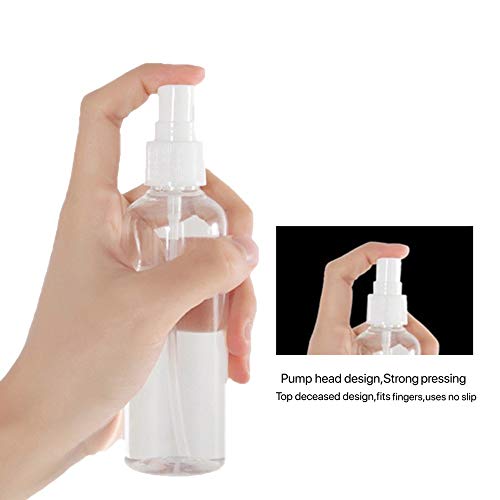 Hanyousheng Spray Bottle, Plastic Refillable Spray Bottle, 4 PCS 100ml/3.38oz Atomiser Spray Bottle, Transparent Fine Mist Spray Bottle, Spray Bo