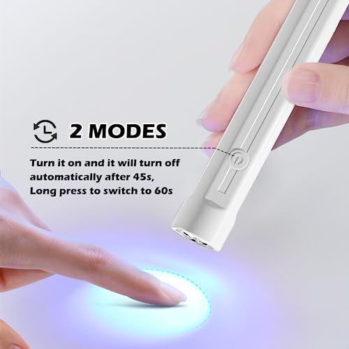 Handheld UV Nail Lamp, Mini UV Lamp for Gel Nails Nail Dryer Flashlight LED Gel Nail Lamp for Curing Glue Gel Nail Gems, USB Nail Flashlight for