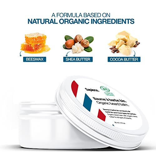 Beard Balm for Men 60ml Sapiens Barber Shop - Organic Certified by Ecocert - Beard and Moustache Wax with Shea Butter and Castor Oil - Moisturisi