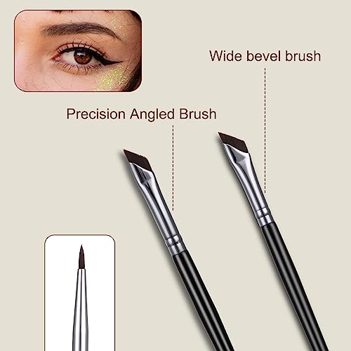 6 Pieces Eyeliner Brush Set, Precision Gel Eye Liner, Angled Flat Definer Ultra Thin Bent Makeup Brushes, Fine Point Eyeliner Brushes for Precise