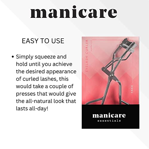 Manicare Eyelash Curler, Stainless Steel Curling Wand for Creating Longer Looking Eyelashes, with Comfort Grip Design