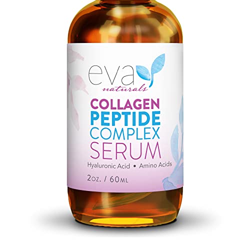 Collagen Peptide Complex Serum by Eva Naturals (60ml) - Best Anti-Aging Face Serum Reduces Wrinkles and Boosts Collagen - Heals and Repairs Skin