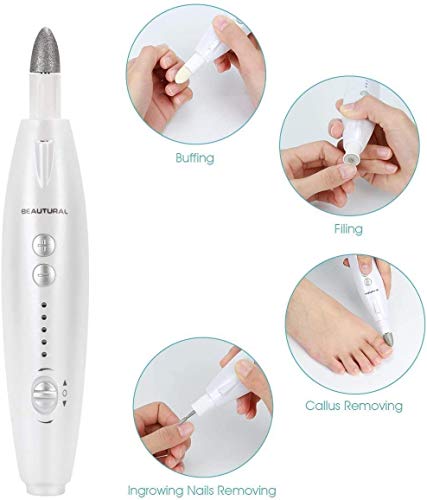 BEAUTURAL Professional Electric Manicure and Pedicure Kit, Nail File Drill, Powerful 13-Speed Nail Drill and 7 Attachment for Salon-Quality Care
