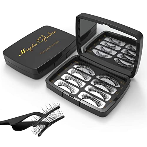 Magnetic Eyelashes,Reusable Magnetic False Eyelashes 3D 3 Magnets Extension Soft individual False Eyelashes No Glue With Tweezers for Women Makeu
