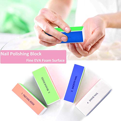 KissDate 10 Pcs Nail File Set Buffers 4 Shapes Professional Nail Files Block 7 Ways Buffer Block for Trim Double Sided Emery Board Manicure Set f