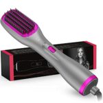 APOKE 3 in 1 Hair Dryer Brush & Straightener Brush, Professional 1200W Powerful Ceramic Tourmaline Ionic Hot Air Brush, 3 Heat/2 Speed Settings O