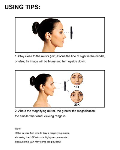 OMIRO 10X Magnifying Mirror, Travel Size Suction Magnifier Mirror for Makeup & Bathroom Shaving (8.8cm Black,with Tweezer)