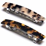 2PCS French Design Hair Barrette Tortoise Shell Celluloid Rectangle Hair Clips for Women