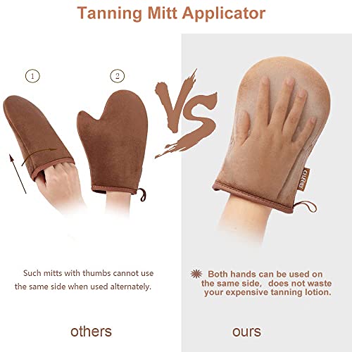 Celecily Fake Tan Mitt Applicator - Self Tanning Mitt Set with velvet Tanning Mitten for Self Tan Mitt, Self Tanner Back Applicator, Face Fake Ta