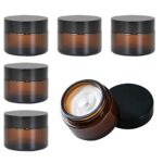 Amber Glass Empty Jar 6 Pack Jars Cream Jars 30ml Brown Glass Jars Empty Refillable Jars Brown Ointment Jars for Women Girls Cosmetics Creams Lot