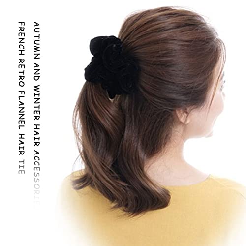 Lanjue 12pcs Fabric Scrunchies Hair Elastics Ties,Black Hair Scrunchies Elastic Hair Ties Women Accessories