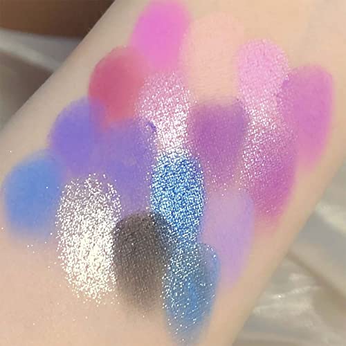 Christmas Purple Blue Eyeshadow Palette Cosmetics Eye Shadow - 16 Colors Shimmer Everyday Eye Shadow Pallet, Blendable Eyeshadow Primer Long Last