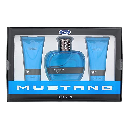 Mustang Blue 3 Piece Gift Set: Eau De Toilette 100ml - Aftershave Balm 100ml - Hair & Body Wash 100ml