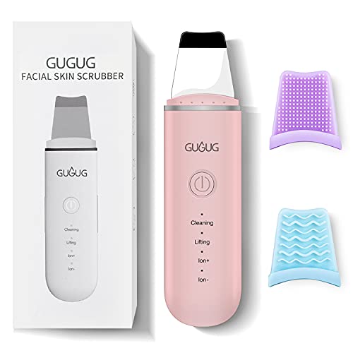 GUGUG Facial Skin Scrubber, Ultrasonic Skin Spatula Face Blackhead Remover Scraper with Four Modes for Deep Cleansing, Portable and Rechargeable