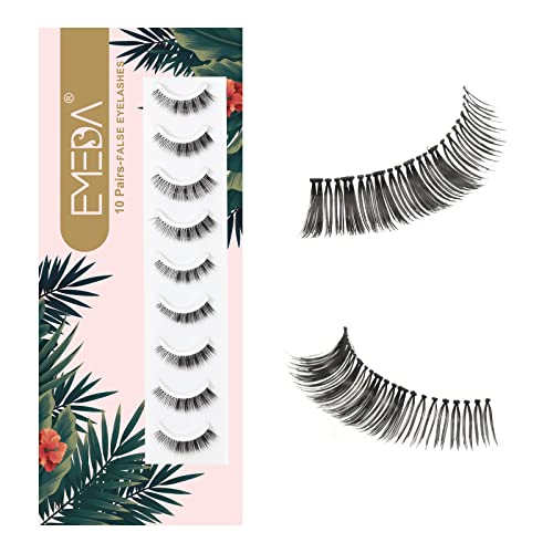 EMEDA 10 Styles False Eyelashes Natural Look 3D Short and Soft Fake Eyelashes Faux m ink Lashes Fluffy And Wispy Eye Lashes 10 Pairs 100% Handmad