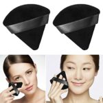 Powder Puff Makeup Puff Triangle Powder Puff Soft Powder Sponge Reusable Makeup Triangle Sponges with Strap （Black and White） (1 black + 1 white)