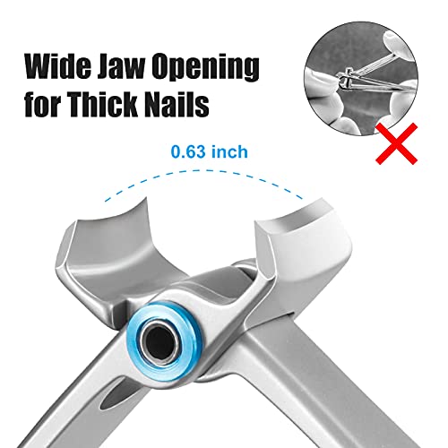 Large Nail Clippers for Thick Nails, Professional 0.63" Wide Jaw Opening Sharp Nail Cutter Heavy Duty Stainless Steel Fingernail & Toenail Clippe