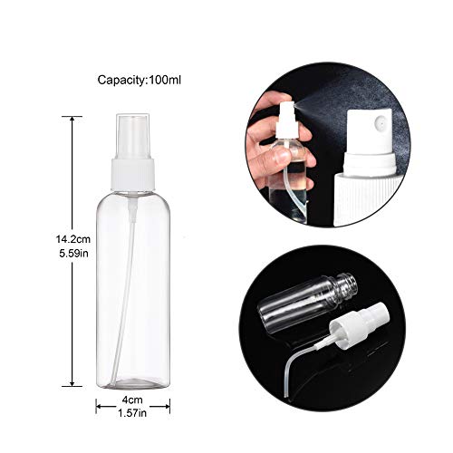 Hanyousheng Spray Bottle, Plastic Refillable Spray Bottle, 4 PCS 100ml/3.38oz Atomiser Spray Bottle, Transparent Fine Mist Spray Bottle, Spray Bo