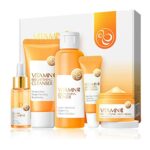 Skincare Gift Set for Her,Vitamin C Skin Care-With Hyaluronic Acid&Vitamin C,5 Piece Skincare Routine -Cleanser, Face Serum, Face Cream, Essence