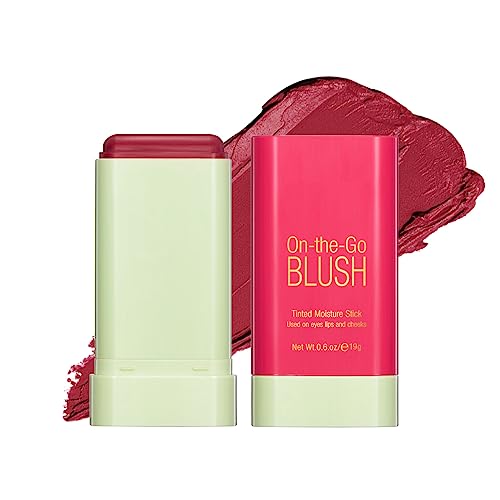 Blushers for Cheeks Make Up - Creamy Lightweight Multi-Stick for Face Eyes & Lip - Long-lasting 3-in-1 Multi-Use Blusher Contour Stick - Moisturi