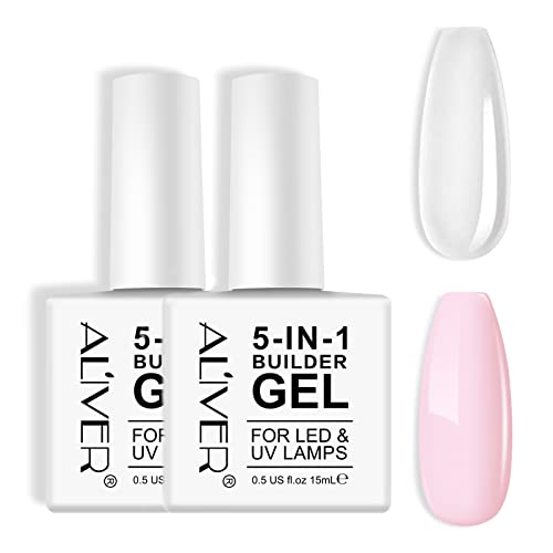 Builder Gel, 5 in 1 Nail Builder Gel, Builder Gel and Base Gel Strengthener Gel Clear Builder Gel Color in a Bottle 15ml, For Nail Art Decoration