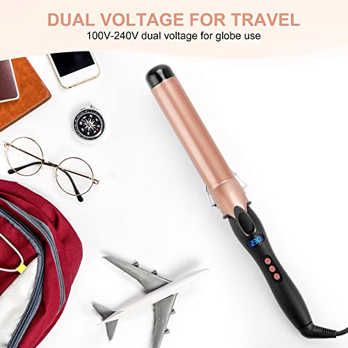 Curling Tongs 38mm Large Barrel Curling Wand Big Curls for Long & Medium Length Hair Curler Styling Thick Wide Curling Iron with Clip 140°C-230°C