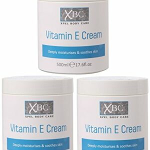 XBC Vitamin E Cream (3 x 500ml) Large Tub Deeply Moisturises & Soothes Skin