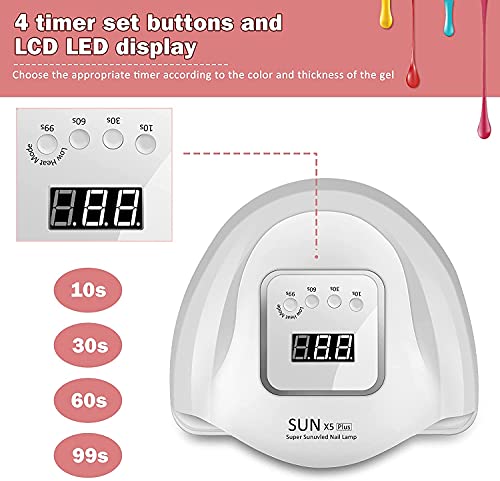 LED UV Nail Lamp, 120W Nail Dryer, Professional Gel Nail Polish Curing Light with 4 Timer Setting, Automatic Sensor and LCD Display, Portable UV