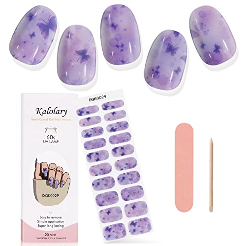 Kalolary Gel Nail Polish Strips, Semi Cured Nail Gel Art Sticker Waterproof Full Nail Wraps Decal Sets with Nail File and Stick for Women Girls N