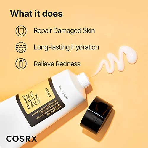 COSRX Advanced Snail 92 All in one Cream, 7.05 oz (Large size), Snail Mucin Secretion Daily Face Gel Moisturizer for Dry Skin, Acne-prone, Sensit