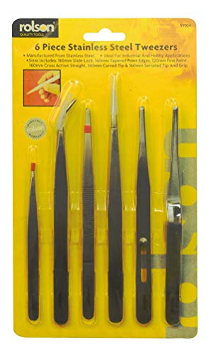 Rolson 59104 6 pc Stainless Steel Tweezers