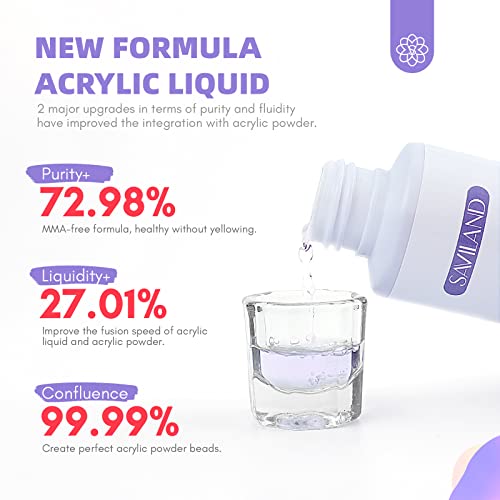Saviland 120ml Acrylic Liquid Set - Upgraded EMA Monomer for Acrylic Nails | Strong Adhesive | Acrylic Monomer Liquid for Acrylic Powder | Nail B