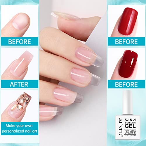 Builder Gel for Nails, 5 in 1 Gel Builder for Nails Strengthener, UV/LED Nail Polish Gel for Nail Art Decoration, Professional Manicure False Nai