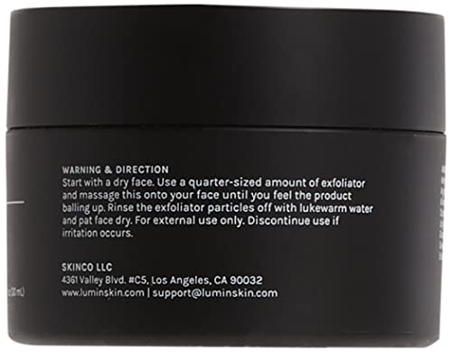 Lumin Exfoliating Rub for Men (1 oz) - Activated Charcoal Face Exfoliator Rub for Reducing Dullness, Dryness, Dark Spots, Blackheads, and Shaving