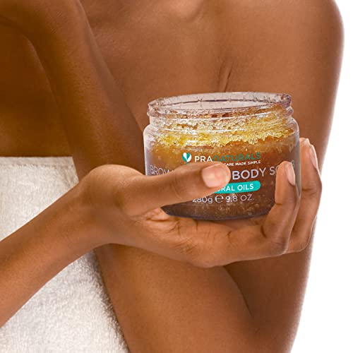 PraNaturals Brown Sugar Body Scrub - Natural Exfoliating Body Scrub - Gently Removes Dead, Dry Skin Cells - 280g