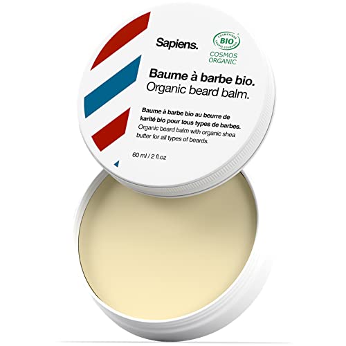 Beard Balm for Men 60ml Sapiens Barber Shop - Organic Certified by Ecocert - Beard and Moustache Wax with Shea Butter and Castor Oil - Moisturisi