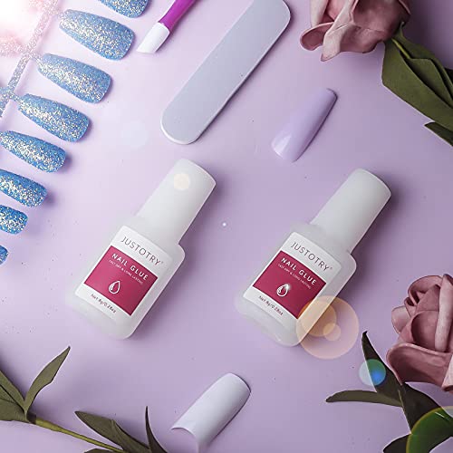 JUSTOTRY 2 Pcs Professional Strong Nail Glue for Acrylic Tips Extra Strong and Press on Nails Long Lasting - Fast Bond & Super Strong Acrylic Nai