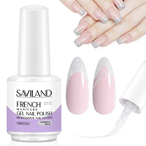 Saviland French White Gel Nail Polish -10ml Upgrade U V/LED Soak Off Gel Nail Polish Manicure for Professional, Salon & Home Use, Long Lasting, E