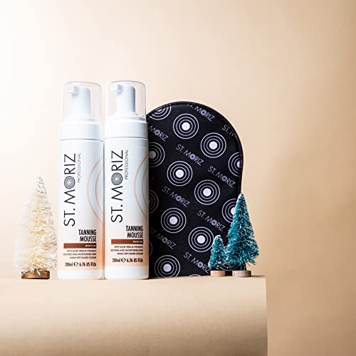 ST MORIZ PROFESSIONAL MEDIUM TANNING MOUSSE X2, VELVET TANNING MITT, FAKE TAN, AMAZON EXC BUNDLE
