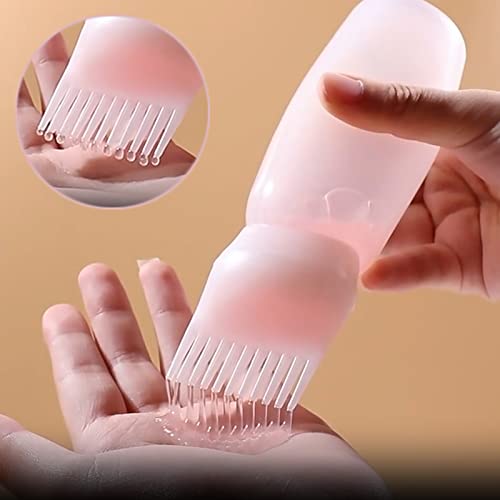 Shakeel 2 Pcs Hair Oil Applicator Bottle Hair Dye Brush Bottle for Hair 120ML Squeeze Comb Applicator Bottle with Graduated Scale (Pink)