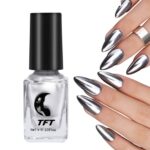 Metal Nail Polish Mirror Nail Varnish,Quick Drying Metallic Effect Nail Art Polish, Silver Plating Metallic Nail Polish No UV Needed, Magic Mirro