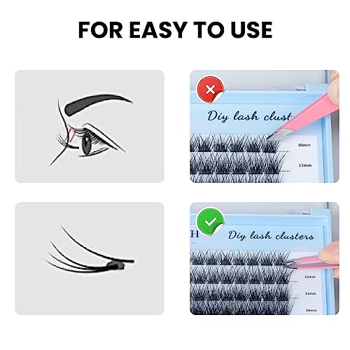 Lashes Cluster, 60 Pcs Mix Individual Lashes Cluster D Curl 10-16 mm Length, DIY Eyelash Extension Reusable Soft Natural False Lashes Fluffy Clus