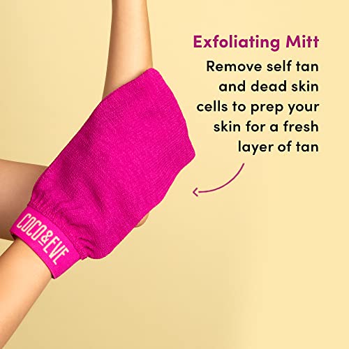 Coco & Eve Self Tanning Applicators for Flawless Streak Free Tan. Exfoliating Mitt, Soft Velvet Tanning Mitt, Vegan Kabuki Brush and Back Tan App