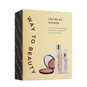 Way to Beauty You're So Golden Tanning Set, Tanning Kit Set, Fair to Medium Fake Tan Set