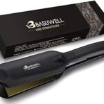Basuwell Professional Hair Straighteners Wide Plates for Thick Hair Five-Speed Temperature Control Voltage Salon Fast Hair Styler UK Plug, Black