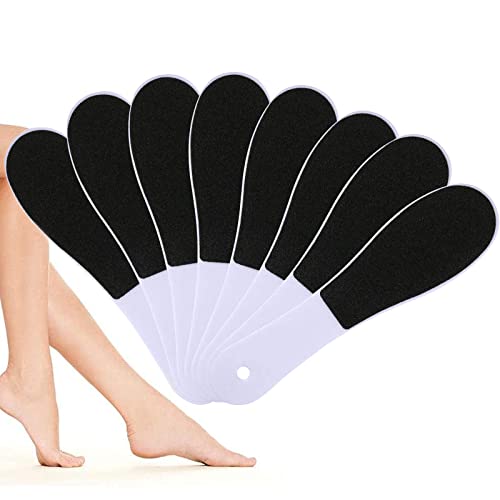 Rainmae Foot Files for Hard Skin,8 Packs Double-Sided Foot Rasp File and Callus Hard Skin Remover for Wet and Dry Cracked Feet(White)