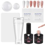 EBANKU Nail Stamper Kit, Double Sided French Tip Nail Stamping with White Pink Gel Nail Polish, 2PCS Silicone Replace Nail Art Stamper Heads and